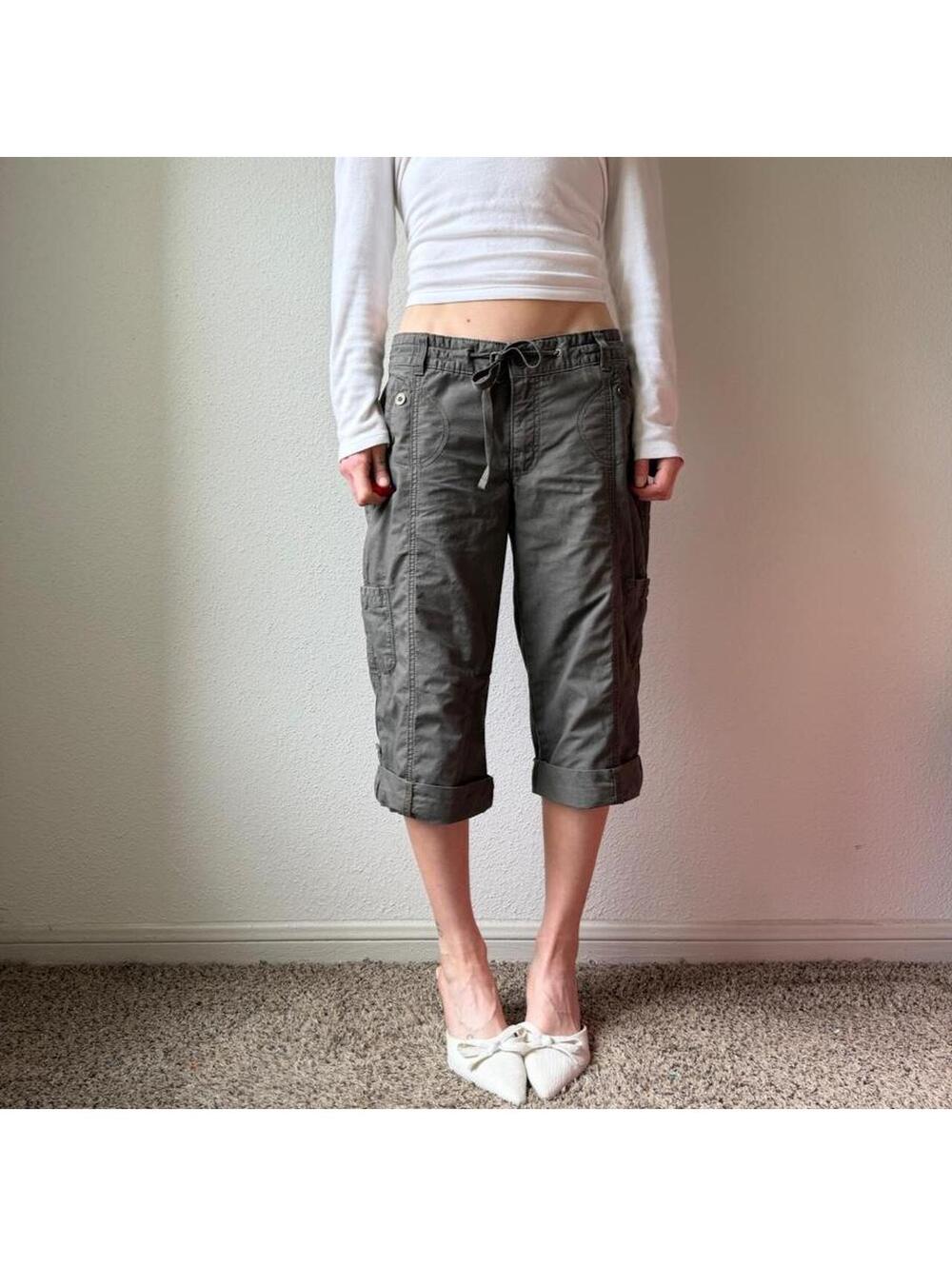 Vintage y2k low rise wide leg brown cropped cargo capris